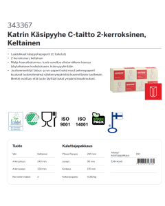 Katrin Käsipyyhe C-taitto 2-kerroksinen, Keltainen